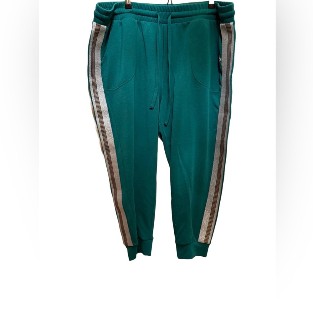 Teal Women’s Love Sick Collection Jogger Pants with Silver & Gold Side Stripes